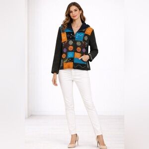 🌼 Size Small - The Collection Royal Boho Patchwork Hoodie